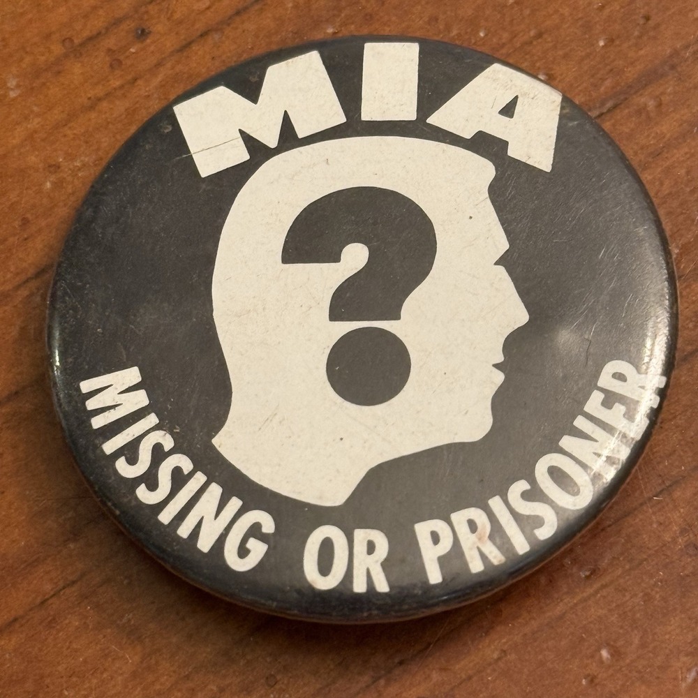 MIA Missing Or Prisoner? Vintage Pinback Button Pin Round Circle